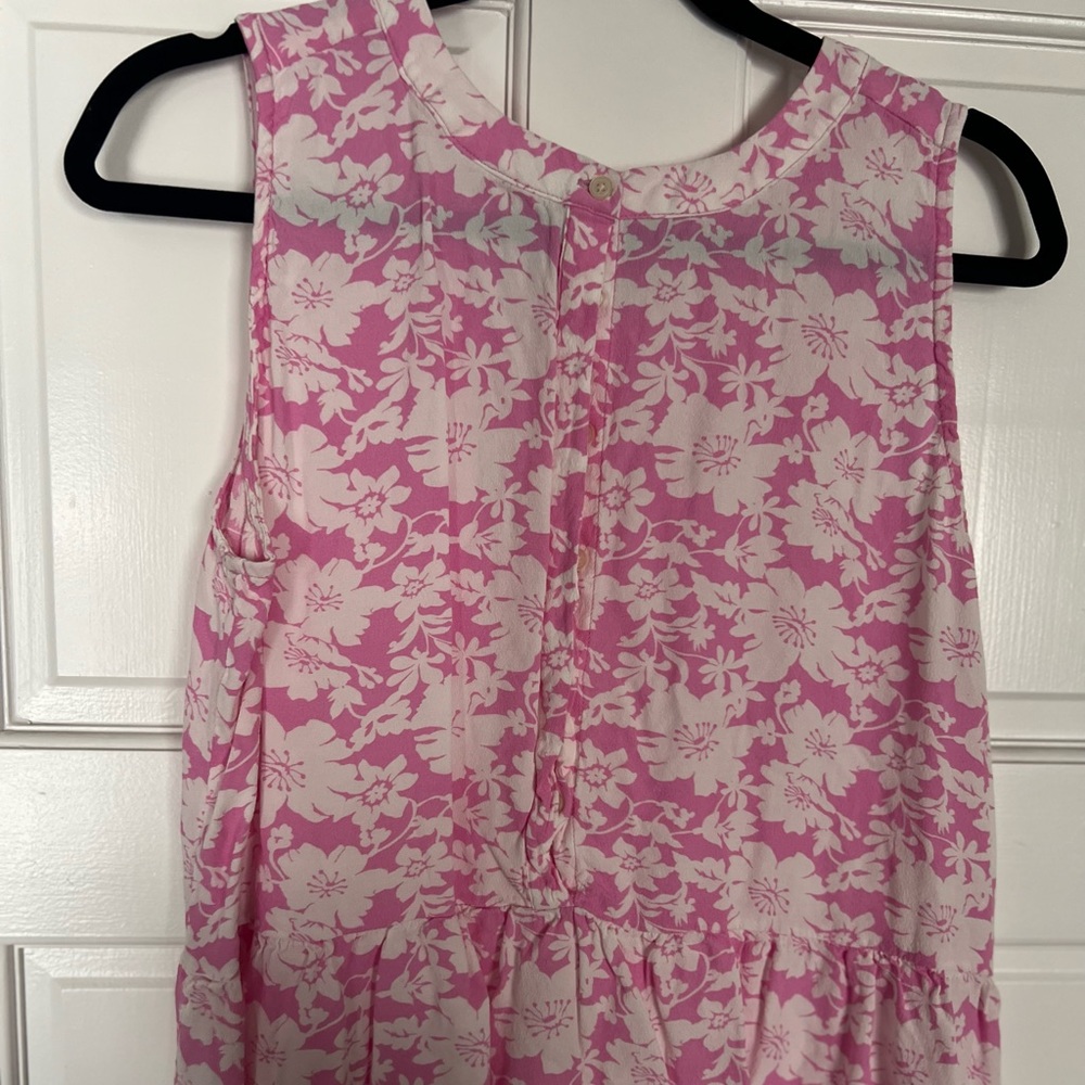 Loft pink sleeveless dress top with floral pattern